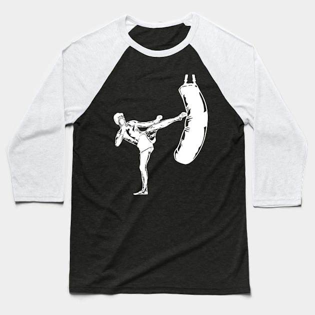 Kickbox Male Martial Artist Baseball T-Shirt by RosaliArt